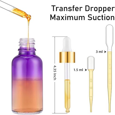 2 oz Dropper Bottle, Purple Glass Eye Dropper Bottles with Golden Top Cap for Essential Oils, 24 pack Tincture Bottle with Labels and Funnel in Saudi Arabia