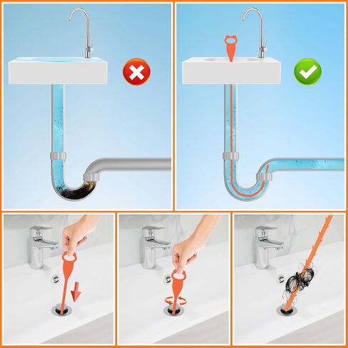 6 Pack 27 Inch Drain Snake Clog Remover, Drain Hair Catcher Sink Snake Drain Cleaner Drain Auger Removal Tool for Shower Kitchen Sink Bathroom Tub Sewer in Saudi Arabia