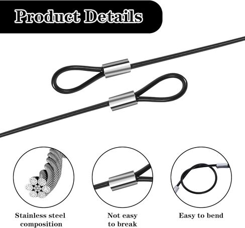 5PCS Safety Cable Lock with Loops 8 inch Steel Cable for Locks Luggage Lock Security Wire Rope with Double Loop Safety Cable Lock Braided Steel Coated Safety Cable for Stage Lighting Luggage Lock in Saudi Arabia