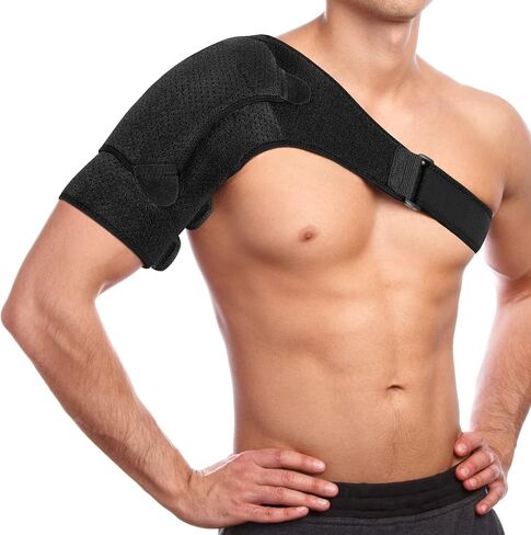Health Gear Shoulder Support, Dislocated Shoulder Brace, Shoulder Brace for Arthritis, Improved Pressurized Punched Breathable Shoulder Protector L Code (chest: 39-55in) Black in Saudi Arabia