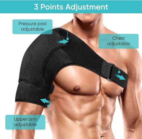 Health Gear Shoulder Support, Dislocated Shoulder Brace, Shoulder Brace for Arthritis, Improved Pressurized Punched Breathable Shoulder Protector L Code (chest: 39-55in) Black in Saudi Arabia