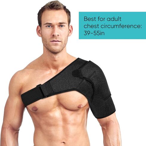 Health Gear Shoulder Support, Dislocated Shoulder Brace, Shoulder Brace for Arthritis, Improved Pressurized Punched Breathable Shoulder Protector L Code (chest: 39-55in) Black in Saudi Arabia