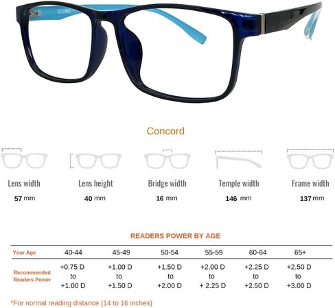 ProEyes Concord, Big Men Progressive Blue Light Blocking Readers, Anti-Reflective, 0 Power on Top Lens in Saudi Arabia