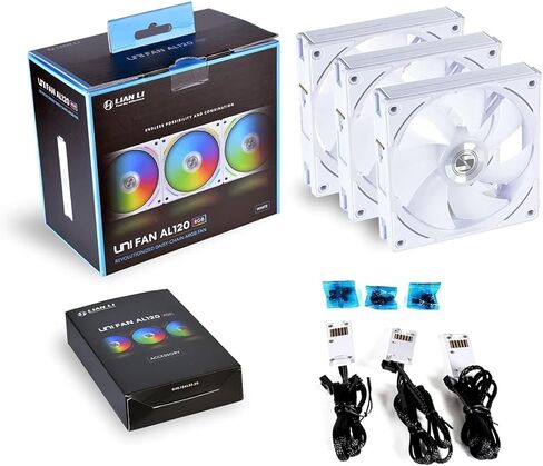 Lian Li UNI Fan AL120 3 عبوات باللون الأسود - مع وحدة تحكم (ARGB 120mm LED PWM Daisy-Chain) -AL120-3B,UF-AL120-3B in Saudi Arabia