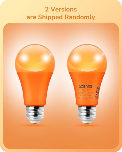 EDISHINE Halloween Orange LED Light Bulbs, 14W Orange Bulb Equivalent 100W Colored Light Bulb, E26 Base A19 Light Bulbs for Halloween Decoration, Holiday Lighting, Porch Patio, 4 Pack in Saudi Arabia