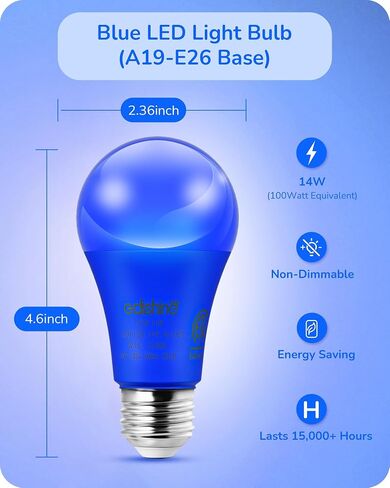 EDISHINE Halloween Orange LED Light Bulbs, 14W Orange Bulb Equivalent 100W Colored Light Bulb, E26 Base A19 Light Bulbs for Halloween Decoration, Holiday Lighting, Porch Patio, 4 Pack in Saudi Arabia