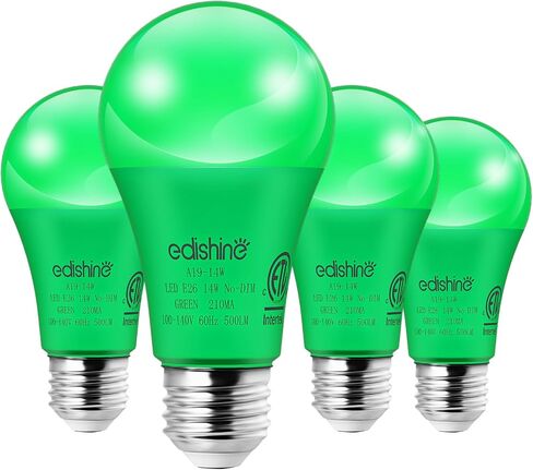 EDISHINE Halloween Orange LED Light Bulbs, 14W Orange Bulb Equivalent 100W Colored Light Bulb, E26 Base A19 Light Bulbs for Halloween Decoration, Holiday Lighting, Porch Patio, 4 Pack in Saudi Arabia