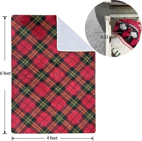 Christmas Area Rug 4X6 Machine Washable Non Slip Area Rugs Carpets for Bed Room, Living Room, Dining Room, Red Square Print in Saudi Arabia