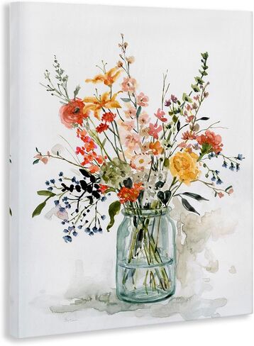 Stupell Industries Warm Summer Meadow Floral Bouquet Still Life Painting, Design by Carol Robinson Canvas Wall Art, 36x48, Blue in Saudi Arabia