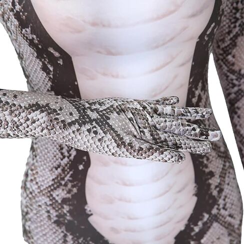 GREUS Halloween Python Cosplay One-piece Tights Snake Print Woman Costume Bodysuits Animal Outfit Snake Dress up Suits in Kuwait