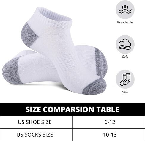 COOVAN 12 Pack Mens Ankle Socks Athletic Cushioned Running Breathable Low Cut Sports Casual Shoe Size:6-12 in Saudi Arabia
