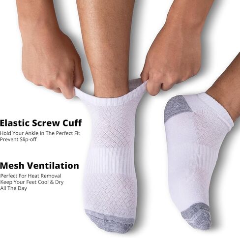 COOVAN 12 Pack Mens Ankle Socks Athletic Cushioned Running Breathable Low Cut Sports Casual Shoe Size:6-12 in Saudi Arabia