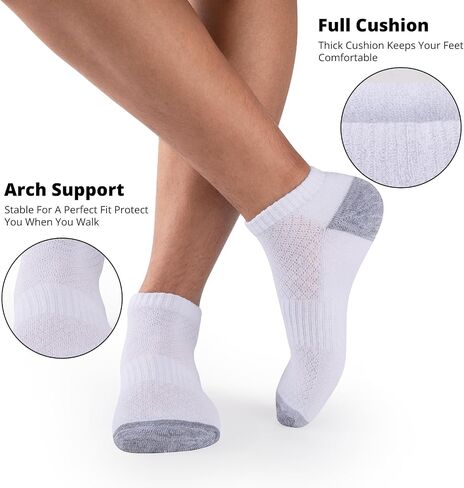 COOVAN 12 Pack Mens Ankle Socks Athletic Cushioned Running Breathable Low Cut Sports Casual Shoe Size:6-12 in Saudi Arabia