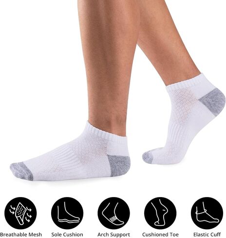 COOVAN 12 Pack Mens Ankle Socks Athletic Cushioned Running Breathable Low Cut Sports Casual Shoe Size:6-12 in Saudi Arabia