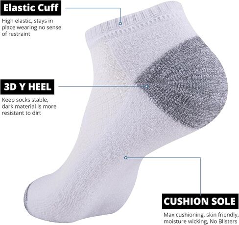 COOVAN 12 Pack Mens Ankle Socks Athletic Cushioned Running Breathable Low Cut Sports Casual Shoe Size:6-12 in Saudi Arabia
