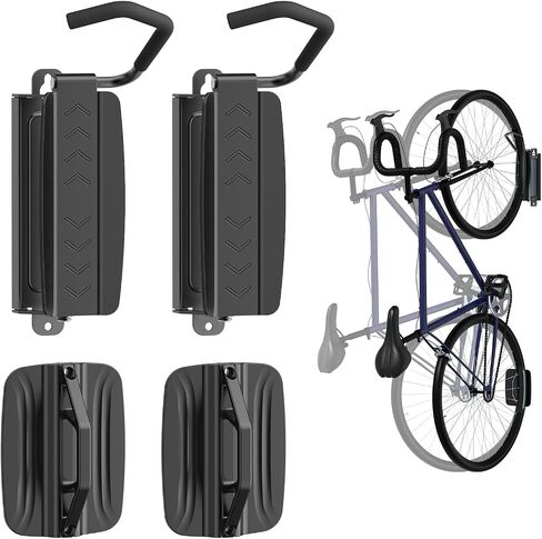 PUTORSEN Swivel Bike Wall Mount,Bike Hangers for Garage and Indoor Storage,Space Saving Sturdy Wall Mount Bike Rack,Vertical Bike Rack Holds Up to 77 lbs,4 Pack,Black in Saudi Arabia