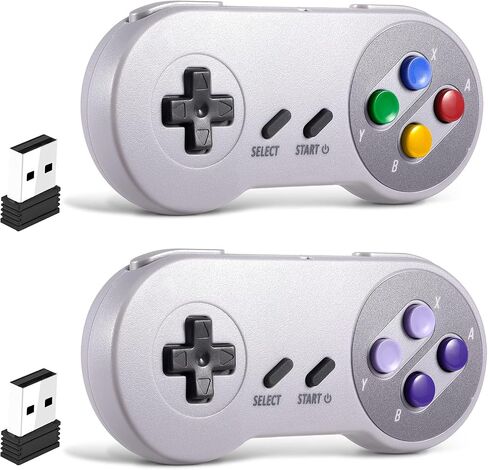 2.4 GHz Wireless SNES Switch Online Controller, USB Receiver, Compatible with Switch/Switch OLED, PC, Mac OS, Android, Steam Deck, Raspberry Pi (Rechargeable) (Plug and Play) (2 Pack) Multicolor in Saudi Arabia