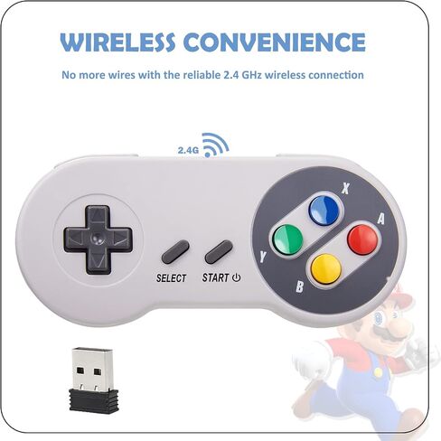 2.4 GHz Wireless SNES Switch Online Controller, USB Receiver, Compatible with Switch/Switch OLED, PC, Mac OS, Android, Steam Deck, Raspberry Pi (Rechargeable) (Plug and Play) (2 Pack) Multicolor in Saudi Arabia