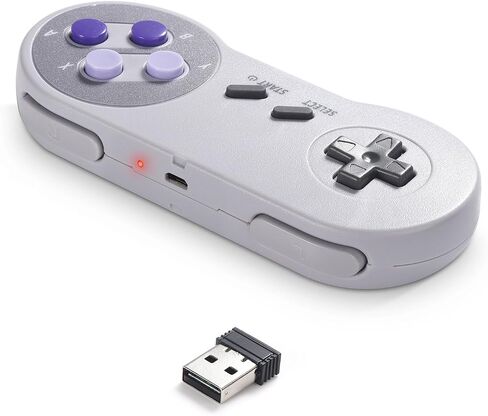 2.4 GHz Wireless SNES Switch Online Controller, USB Receiver, Compatible with Switch/Switch OLED, PC, Mac OS, Android, Steam Deck, Raspberry Pi (Rechargeable) (Plug and Play) (2 Pack) Multicolor in Saudi Arabia