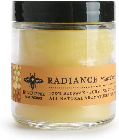 Big Dipper Wax Works Beeswax Aromatherapy Candle, Radiance, Apothecary Glass, Ylang Ylang & Tangerine Scented, 25-Hour Burn, Pure Essential Oils, 2" x 2.5" in Kuwait