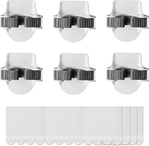 JELLYSUB Broom and Mop Grippers, 6 Broom Holders, 24 Removable Adhesive Strips, No Tools Household Cleaning Supplies Organizer, Damage Free Broom Holder Wall Mount in Saudi Arabia