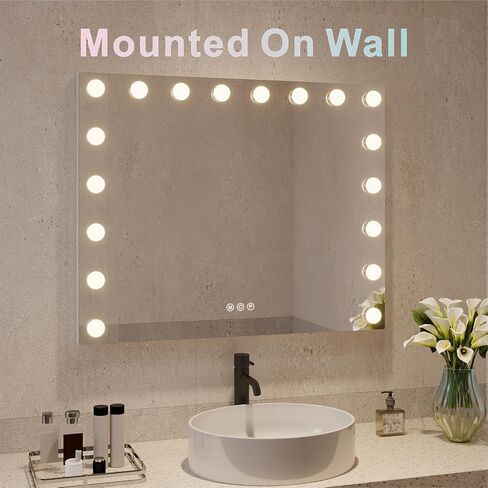 Vanity Mirror with Lights, Hollywood Lighted Makeup Mirror with 15 Dimmable Led Bulbs, 3 Color Lighting Modes, USB Charging Port Touch Control 10x Magnification 22.2 × 17.3 inch in Saudi Arabia