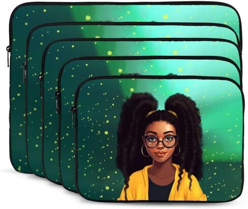 African American Afro Woman 17 inch Laptop Case Fashion Laptop Sleeve Impact Resistant, Sturdy, Anti-Vibration,Lightweight Unisex Computer Case Cover 10-17 Inch. (Contains a Mouse pad in Saudi Arabia