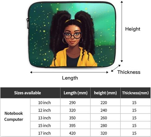 African American Afro Woman 17 inch Laptop Case Fashion Laptop Sleeve Impact Resistant, Sturdy, Anti-Vibration,Lightweight Unisex Computer Case Cover 10-17 Inch. (Contains a Mouse pad in Saudi Arabia