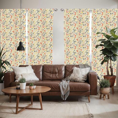 مجموعة ستائر النوافذ Ambesonne Floral مكونة من قطعتين، زهور صغيرة مرسومة يدويًا مع تصميم فني قديم بنقاط كبيرة وصغيرة، مجموعة خفيفة الوزن مع جيب قضيب، 4 لوحات مقاس 28 بوصة × 84 بوصة، أصفر كاكي in Saudi Arabia