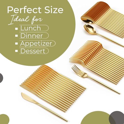 Gold Plastic Forks and Spoons 120 Pack Disposable Silverware Set - Plastic Cutlery Set Includes 3 x 40 - Forks Silverware - Plastic Spoons - Plastic Knives - Plastic Utensils Set by Trendables in Saudi Arabia