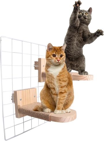 Cat Climbing Shelf Wall Mounted, 2 Step Cat Stairway with Jute Scratching for Cats Perch Platform Supplies in Saudi Arabia