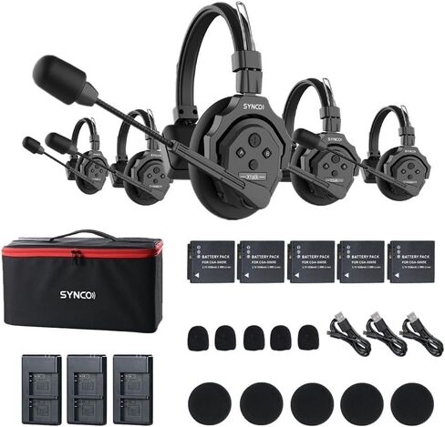 EACHSHOT SYNCO XTalk X2 2.4GHz Wireless Headset Intercom System Microphone Random Master Device 350m Operating Range for Movie Shoot Live Show Stage Performance Real-time Monitoring (2Pcs) in Saudi Arabia
