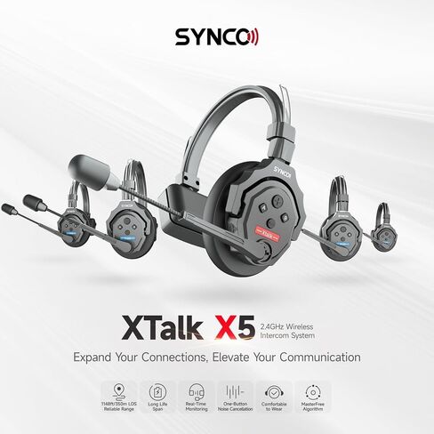EACHSHOT SYNCO XTalk X2 2.4GHz Wireless Headset Intercom System Microphone Random Master Device 350m Operating Range for Movie Shoot Live Show Stage Performance Real-time Monitoring (2Pcs) in Saudi Arabia