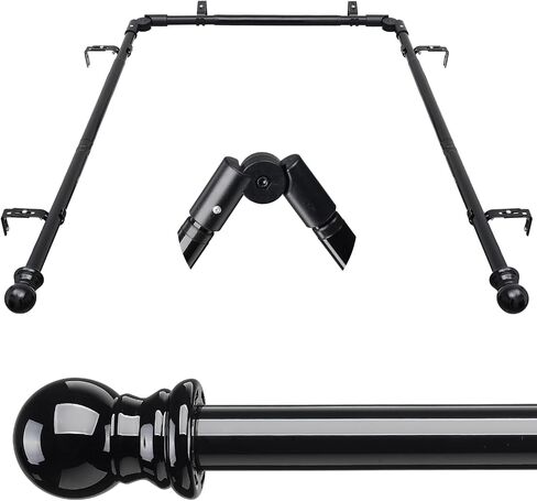 Bay Window Curtain Rods，Black 1 Inch Adjustable Sturdy Diameter Bay Window Curtain Rod 3 Sided 59-78.7 Inch Side Rods for Windows for Living Room Bedroom And Sliding Windows in Saudi Arabia