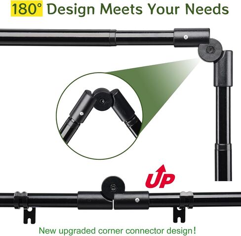 Bay Window Curtain Rods，Black 1 Inch Adjustable Sturdy Diameter Bay Window Curtain Rod 3 Sided 59-78.7 Inch Side Rods for Windows for Living Room Bedroom And Sliding Windows in Saudi Arabia