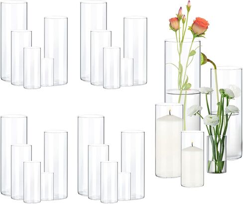 5 Pack Clear Glass Vases for Centerpieces, Cylinder Vase Set, 4,6,8,10,12 Inch Tall Flower Vase for Home Decor, Flower Vase for Table Decorative & Hurricane Floating Candle holders in Saudi Arabia