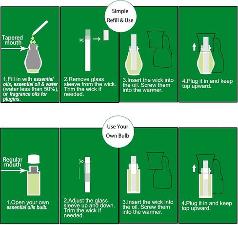 Plug in Oil Diffuser, 4 Packs Blank for DIY Air Freshener Make Unique Home Scent Aromatherapy, Work w/Essential Oil, EO+Water, Fragrance Refill for Plugins (4 Polarized Plug+4 Glass+4 Wick) in Saudi Arabia