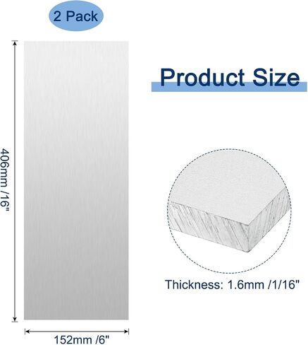 MECCANIXITY 6061 T6 Aluminum Sheet, 10 x 17 x 1/16 Inch Rectangle Heat-treatable Aluminum Sheet Flat Metal Plate Covered with Protective Film for Industrial, Crafting in Saudi Arabia