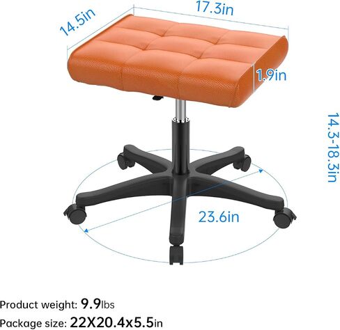 Mobile Footrest Stool, Multi-Use Stool with Lockable Wheels, Under Desk Leg Rest Rolling Chair for Home Office, Adjustable Height Spa Salon Stool, Ottoman Foot Rest in Saudi Arabia