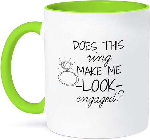 3dRose Does This Ring Make Me Look Engaged Black With White Background Mug, 11 oz in Saudi Arabia