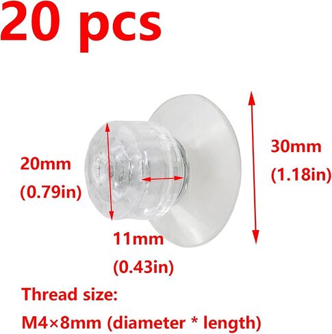 Antrader 20Pcs Suction Cup,30mm Glass Suction Pads,Clear PVC Plastic Sucker Pads,Strong Adhesive Suction Holder with Screw Nut in Saudi Arabia