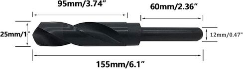 L-A 1" HSS Drill Bit, ½" Reduced Shank High Speed Steel Twist Drill Bit, 25mm Cutting Dia 12mm Shank 155mm Length (25mm) in Saudi Arabia