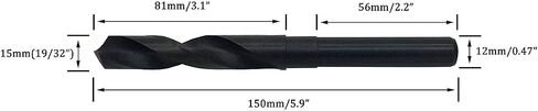 L-A 1" HSS Drill Bit, ½" Reduced Shank High Speed Steel Twist Drill Bit, 25mm Cutting Dia 12mm Shank 155mm Length (25mm) in Saudi Arabia