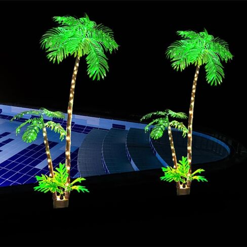 Artificial Palm Trees for Outside Patio,Lighted Palm Tree 6Ft LED Christmas Tree Fake Tropical Plant Light for Tiki Bar Pool Porch Deck Party in Saudi Arabia