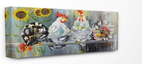 The Stupell Home Décor Collection Farm Chickens Ruffled Feathers and Sunflowers Painting Stretched Canvas Wall Art, Multi-Color in Saudi Arabia