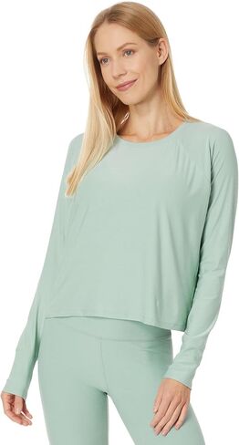 Beyond Yoga Women's Featherweight Daydreamer Pullover Minty Slate Heather X-Large in Saudi Arabia
