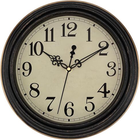 Lumuasky 12 Inch Wall Clocks Battery Operated Silent Non-Ticking Wall Clock Vintage Retro Style Decorative for Living Room Office Kitchen (Bronze) in Saudi Arabia