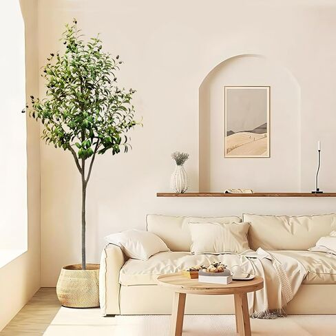 شجرة زيتون صناعية بطول 5 أقدام، شجرة حرير زيتون صناعية طويلة بوعاء مع زارع كبير لفروع زيتون صناعية وفواكه، غرف معيشة حديثة، مكتب منزلي، ديكور حديقة داخلي وخارجي (5 أقدام) in Kuwait