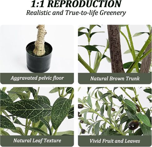 شجرة زيتون صناعية بطول 5 أقدام، شجرة حرير زيتون صناعية طويلة بوعاء مع زارع كبير لفروع زيتون صناعية وفواكه، غرف معيشة حديثة، مكتب منزلي، ديكور حديقة داخلي وخارجي (5 أقدام) in Kuwait