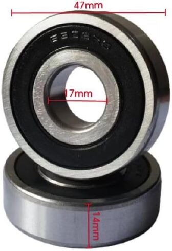 6303-2RSbearing Steel Double Rubber Seal Bearings 17x47x14mm, Pre-Lubricated and Stable Performance and Cost Effective, Deep Groove Ball Bearings(2 Pcs) in Kuwait